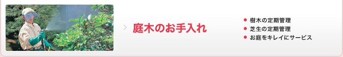 庭木のお手入れ：樹木の定期管理／芝生の定期管理／お庭をキレイにサービス